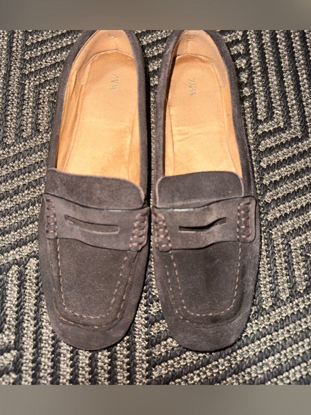 Zara Men’s Dark Brown Suede Penny Loafers